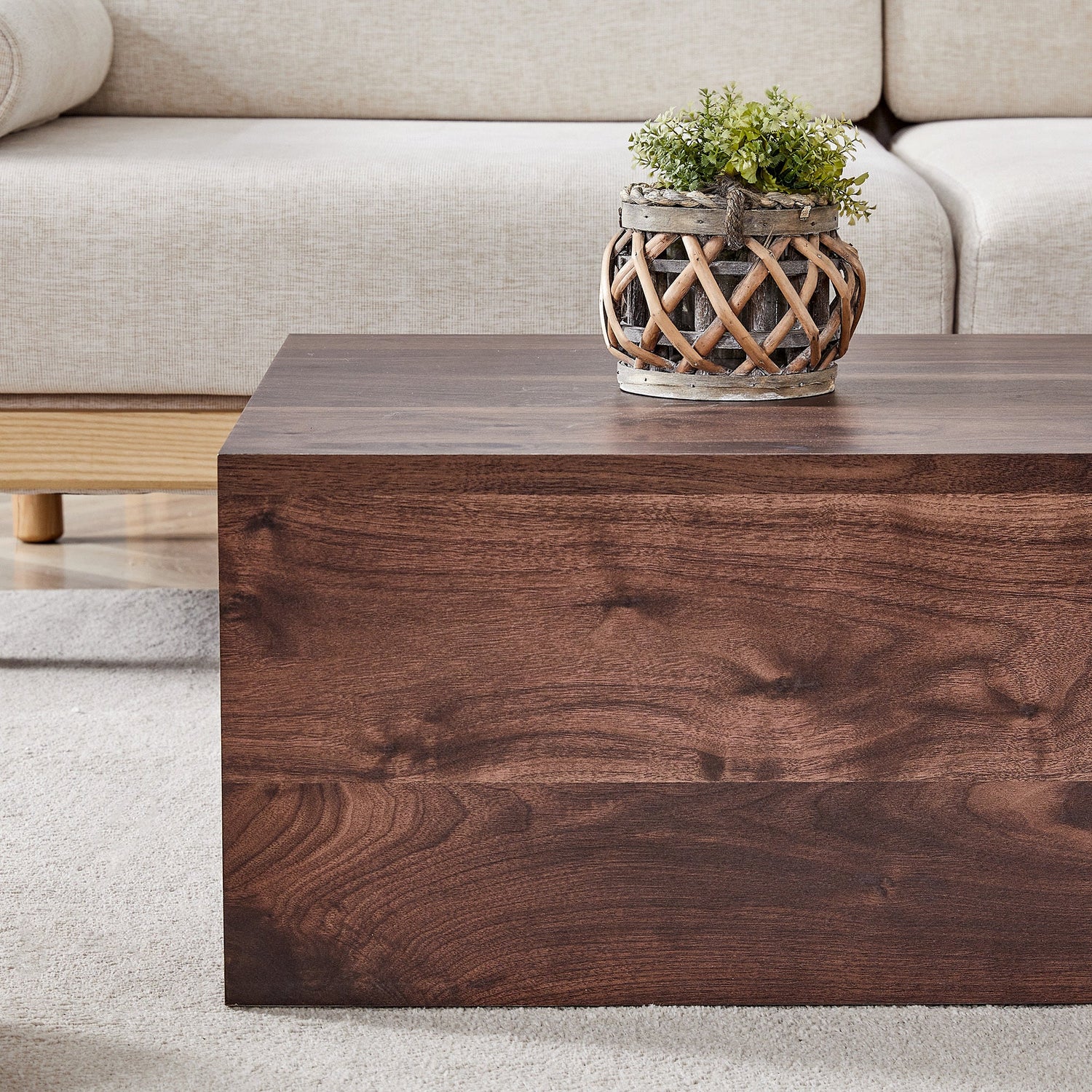 39.3*23.6*12 Inch Walnut Wood Grain MDF Coffee Table - Luxurious