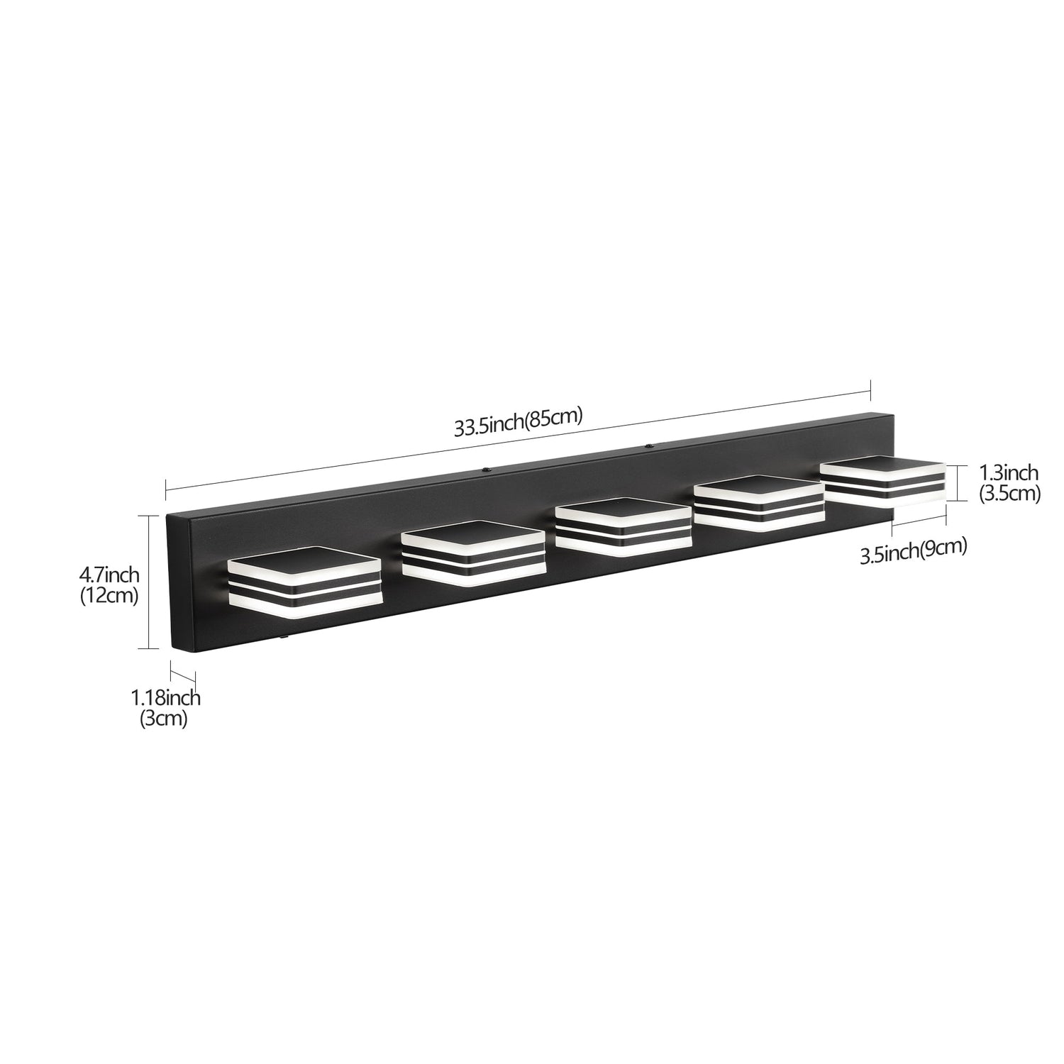 Modern 5-Light LED Vanity Light - Sleek Bathroom Wall Fixture, Iron &amp;