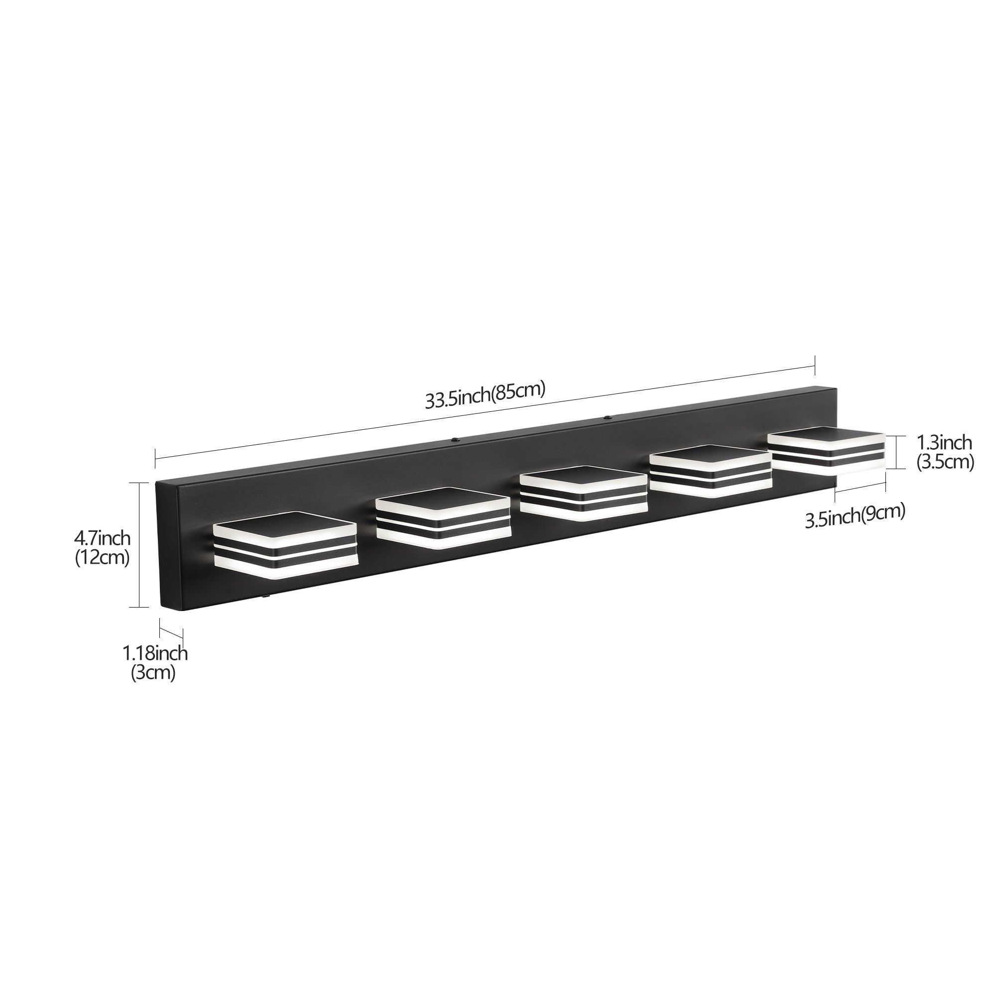 Modern 5-Light LED Vanity Light - Sleek Bathroom Wall Fixture, Iron &amp;