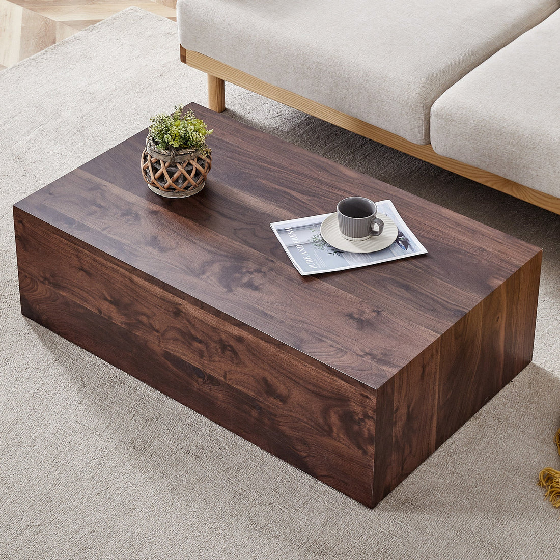 39.3*23.6*12 Inch Walnut Wood Grain MDF Coffee Table - Luxurious