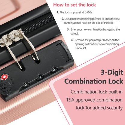 Hardshell Luggage, Lightweight Durable ABS Suitcase with Double