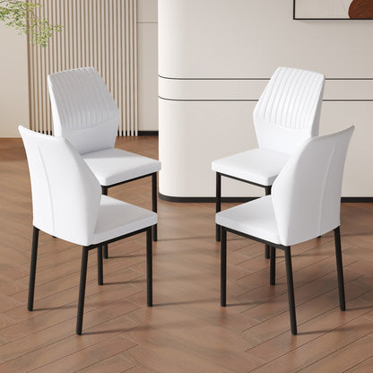 Luxury Simple Chair - Set of 4 White PU Material High Resilience