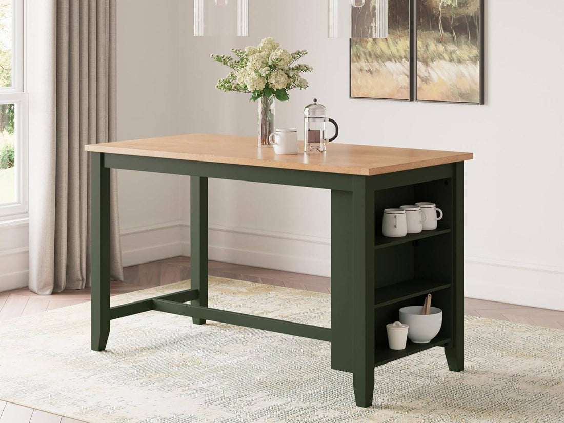 Gesthaven Modern Counter Height Dining Table with 3 Shelves and