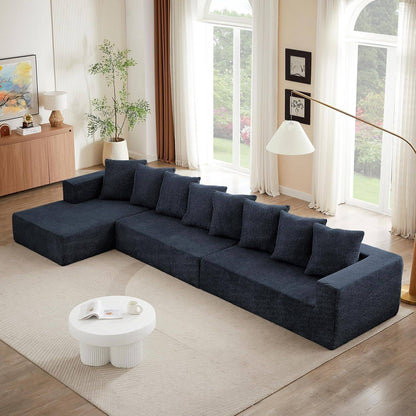 Modular Sectional Sofa 159&quot; U-Shaped, Black Chenille