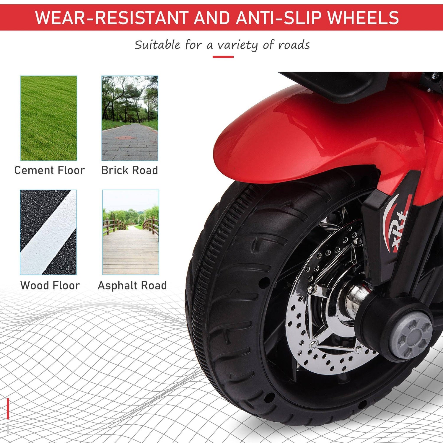 Red 6V Kids Electric Motorcycle Ride-On Dirt Bike Toy With Music Horn