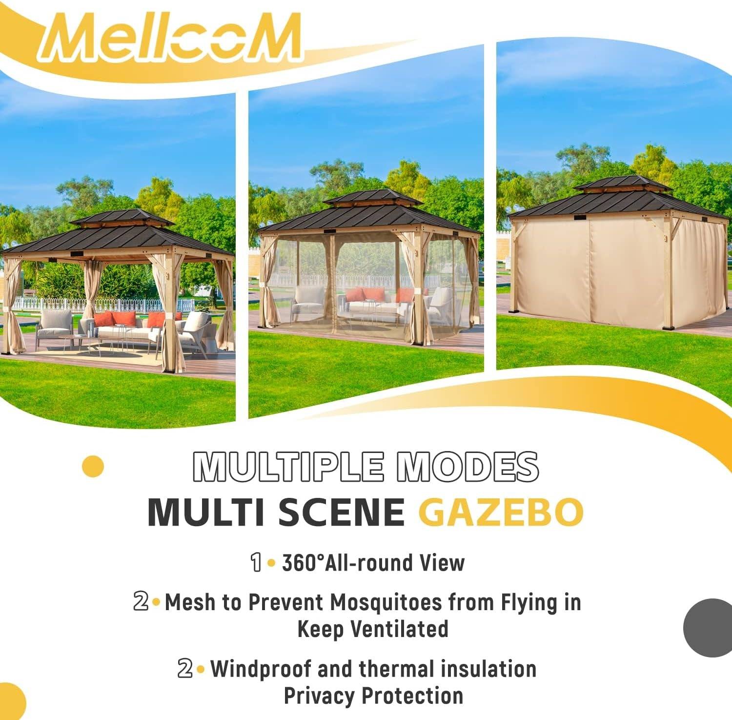 Spruce Wood Double Roof Gazebo 11x13