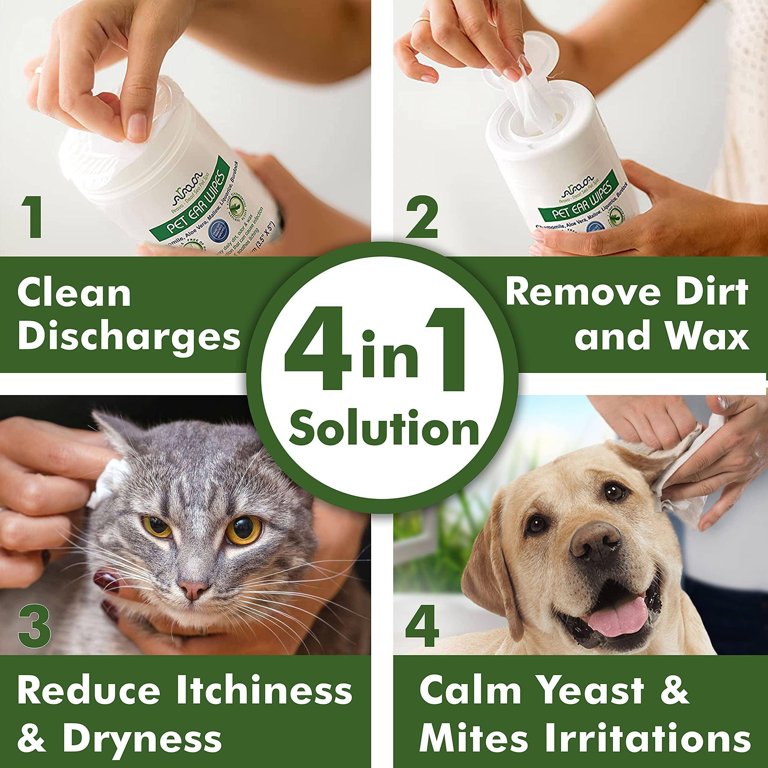 Ear Cleaner Wipes by Arava   for Dogs Cats Puppies &amp; Kittens   100