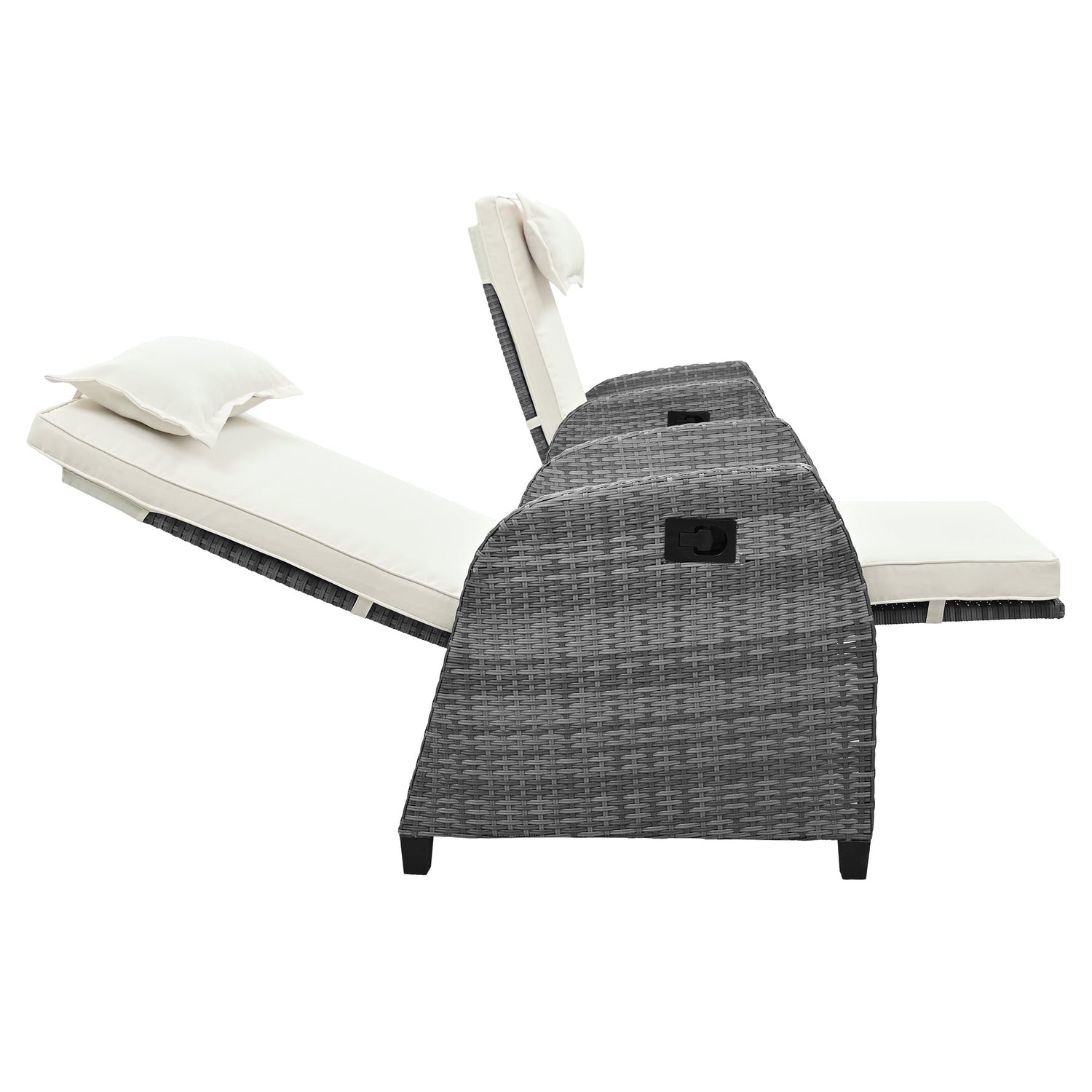 Outdoor Rattan Two-person Combination With Coffee Table, Adjustable,