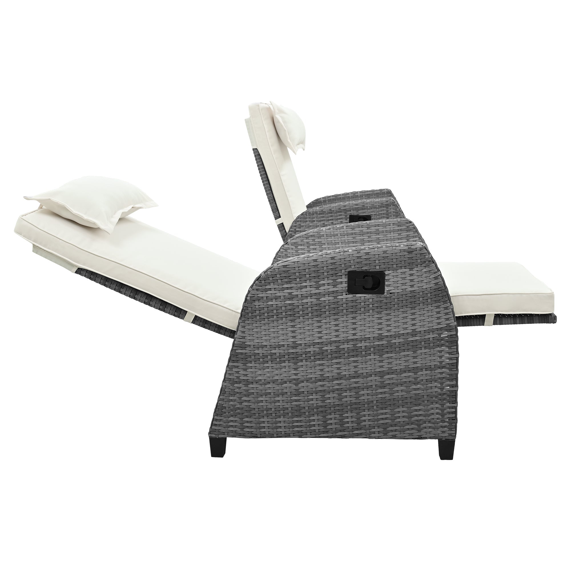 Outdoor Rattan Two-person Combination With Coffee Table, Adjustable,