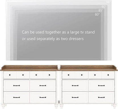 2-In-1 Mid-Century Modern White Dresser TV Stand
