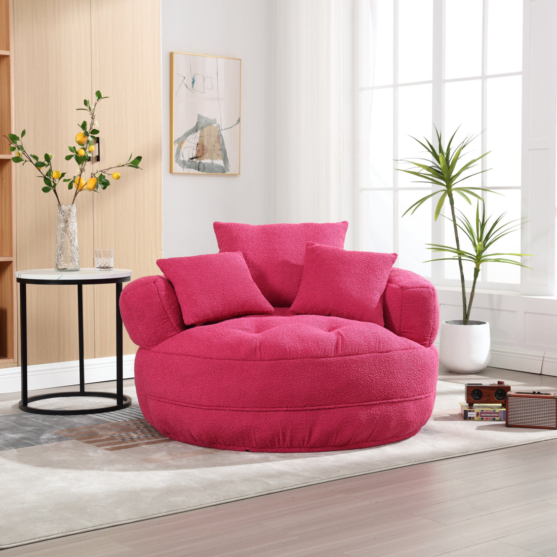 Chenille Sponge single sofa,No Assembly Required,Fluffy Modern Sleeper