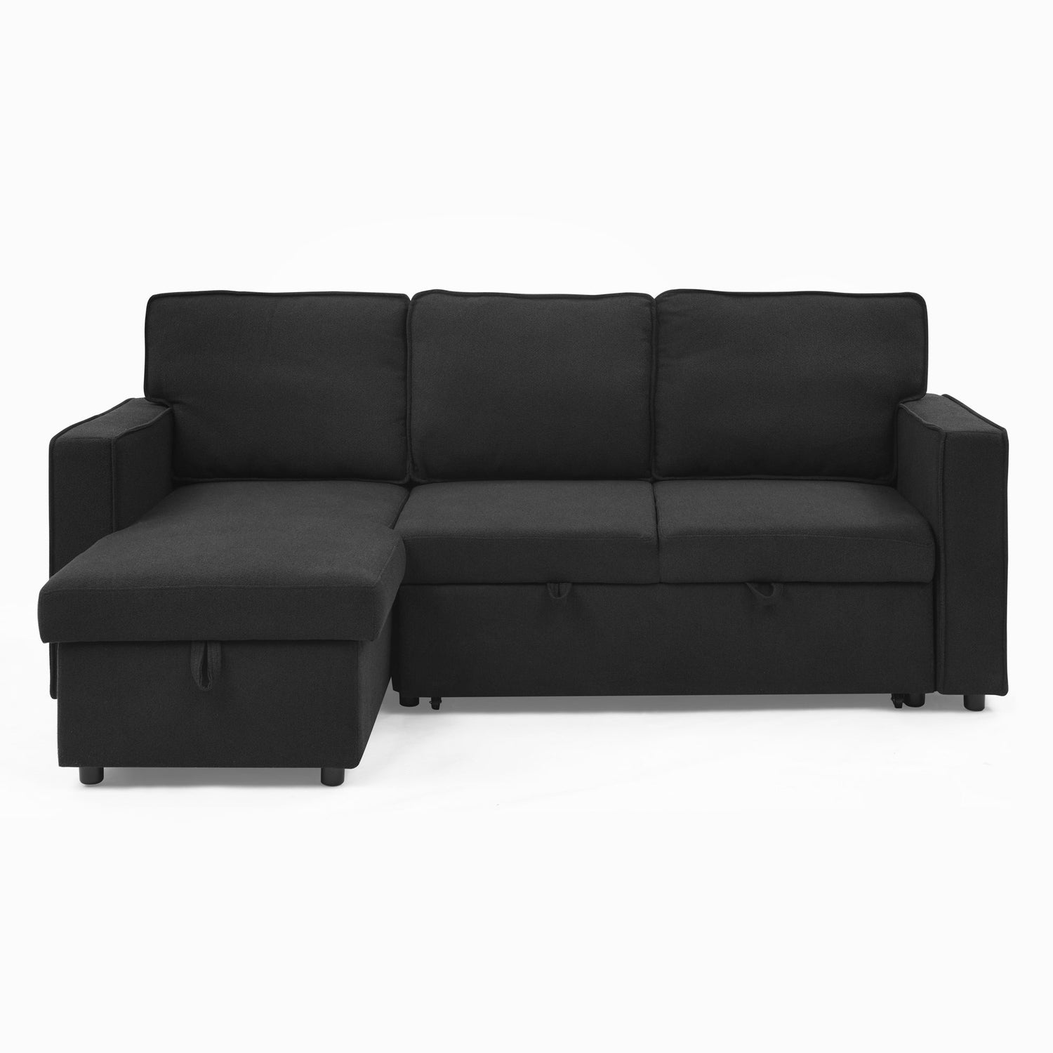 Linen Upholstered Sleeper Sectional Sofa, Shaped Modular Convertible