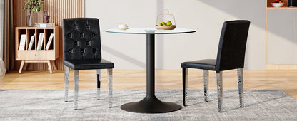 4-pack black PU dining chairs: ergonomic buckle backrest, 35 inches