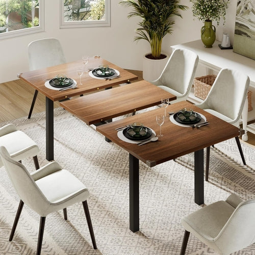 63&quot; Extendable Dining Table, Modern Farmhouse Dining Room Table for