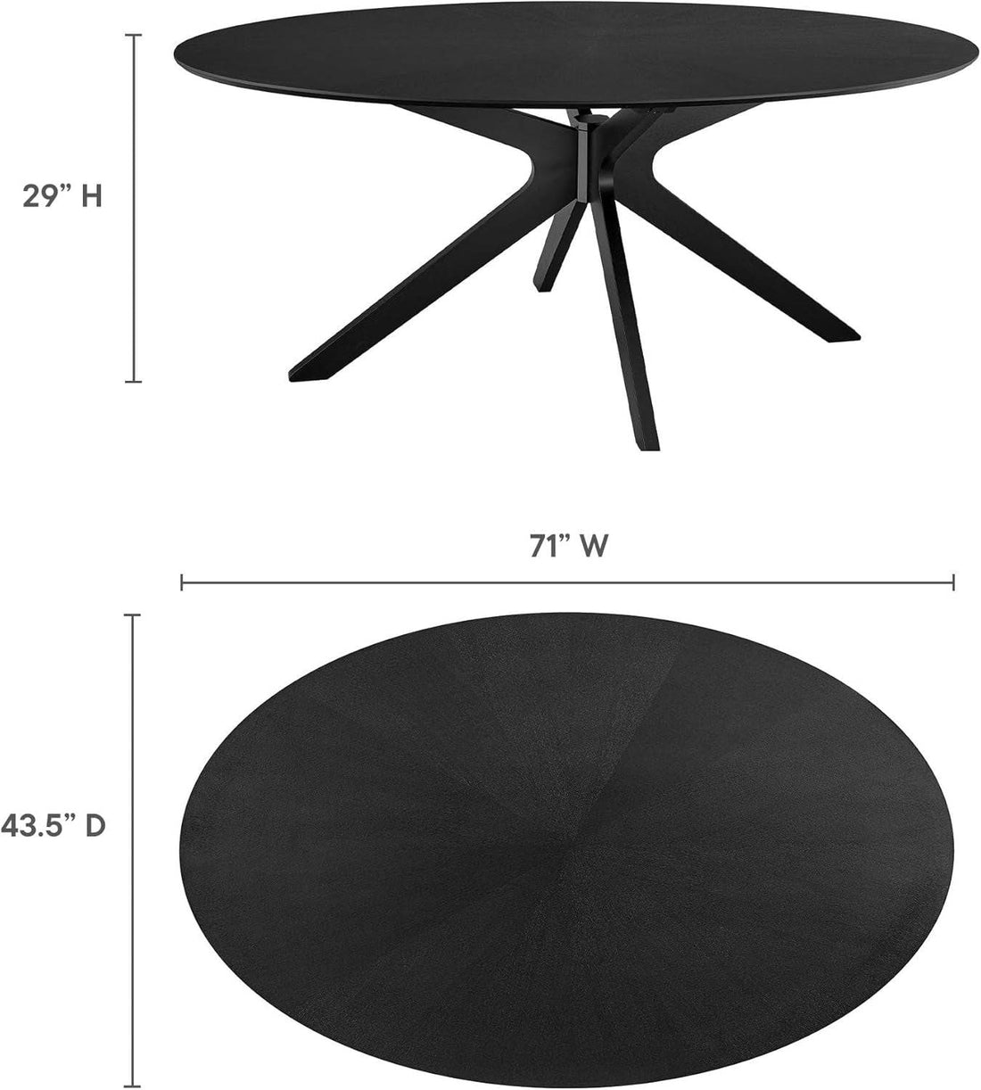 Crossroads 71&quot; Oval Wood Dining Table, Wood Veneer, Seats 6, Easy to