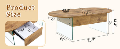 Cozy Natural Oval Double Drawer Coffee Table - 43.3&