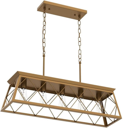 Modern Farmhouse Chandelier Light Fixtures,5-Lights Gold Linear