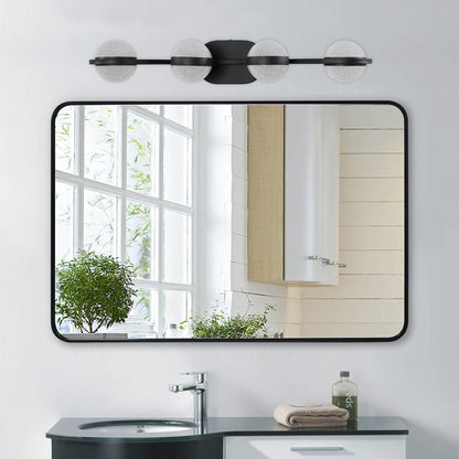 Modern Minimalist Bathroom Vanity Light, LED 4 Bulb Frosted Glass