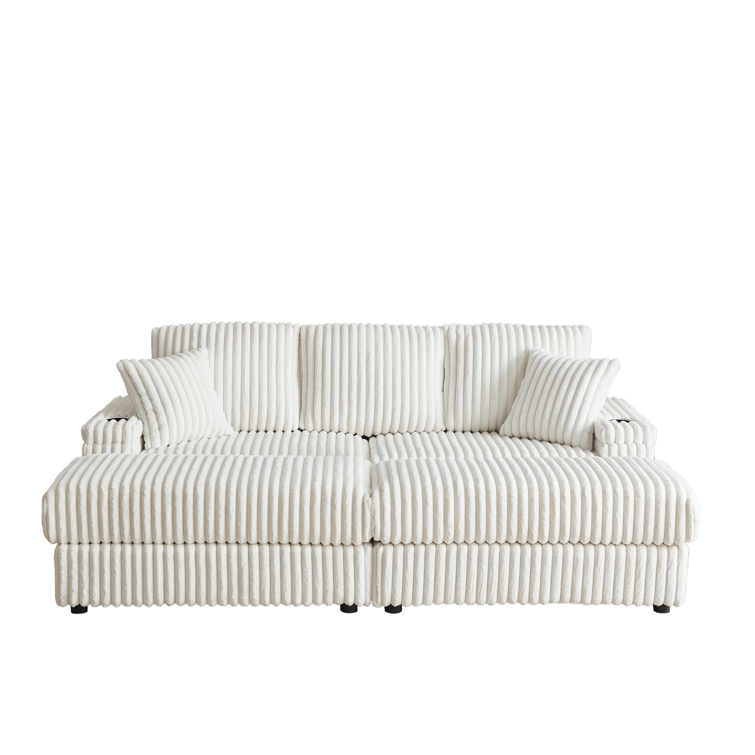 84Inch Corduroy 3-seater sofa With 3 back pillows ,2 toss pillows , a