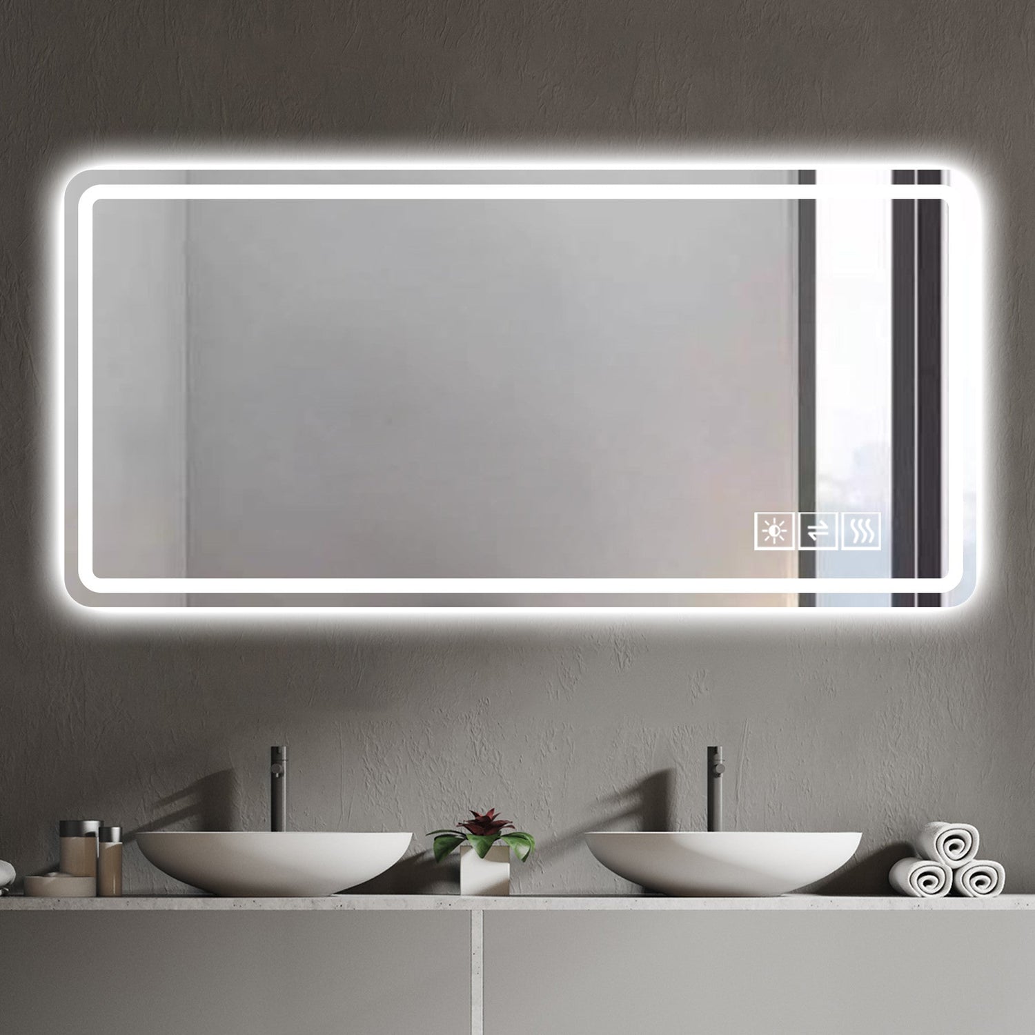 28*60inch LED Bathroom Vanity Mirror ,wall mirror,Anti-Fog,