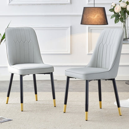 Light gray dining chairs and living room chairs. PU material and metal