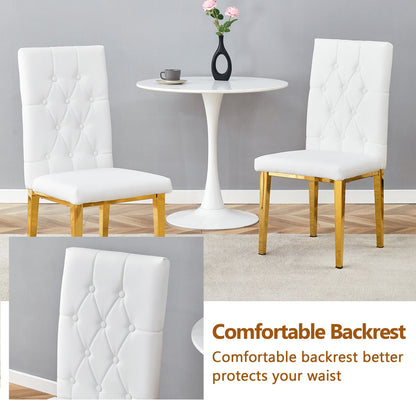 4 piece set of white dining chairs brings a touch of elegance and