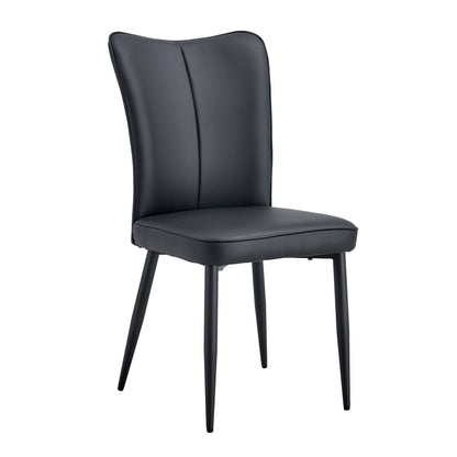 Modern Black PU Chair Set - Four Pieces, The backrest has a vertical