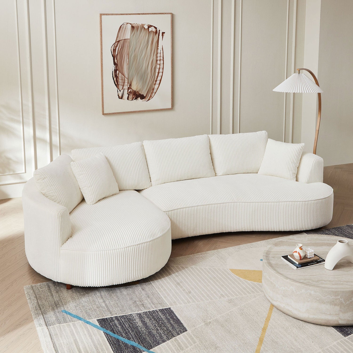 122.04 inch Oversized Sectional Sofa, Modern Couch with Chaise, Comfy