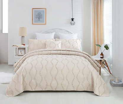 DaDa Bedding Soft Charming French Country Ruffles Quilted Cotton
