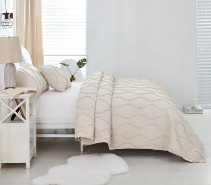 DaDa Bedding Soft Charming French Country Ruffles Quilted Cotton