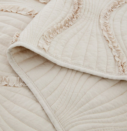 DaDa Bedding Soft Charming French Country Ruffles Quilted Cotton