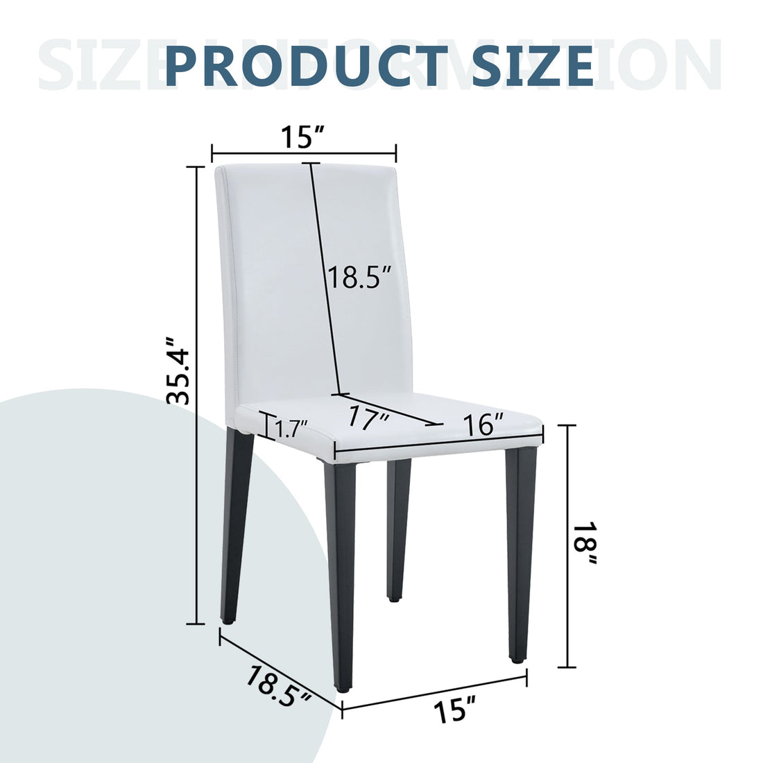 Four White PU dining chairs, simple and versatile, comfortable and