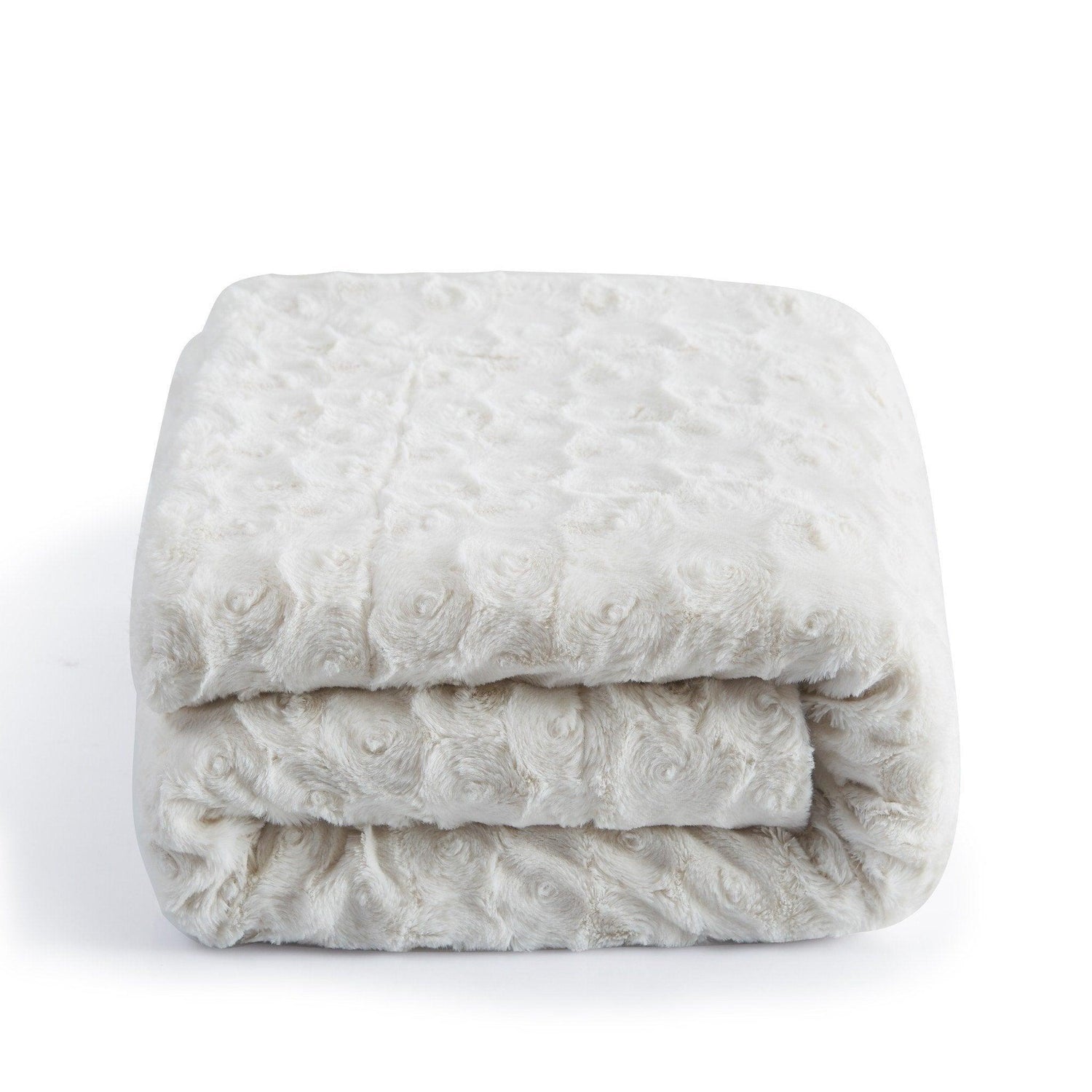 DaDa Bedding Luxury White Roses Fluffy Soft Sherpa Backside Faux Fur