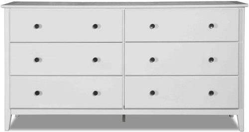 Greenport 6-Drawer Bedroom Dresser, Solid Wood with a Brushed White