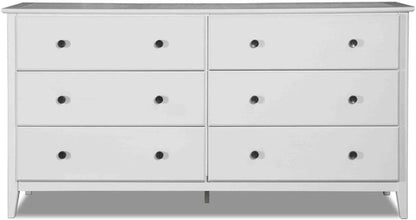 Greenport 6-Drawer Bedroom Dresser, Solid Wood with a Brushed White
