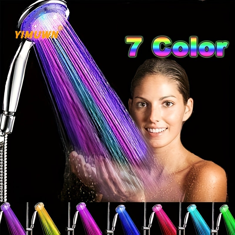 Automatically Color-Changing LED Rainfall Shower Head - 1pc Water Saving Showerhead with Temperature Sensor - Bathroom Accessories
