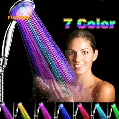Automatically Color-Changing LED Rainfall Shower Head - 1pc Water Saving Showerhead with Temperature Sensor - Bathroom Accessories