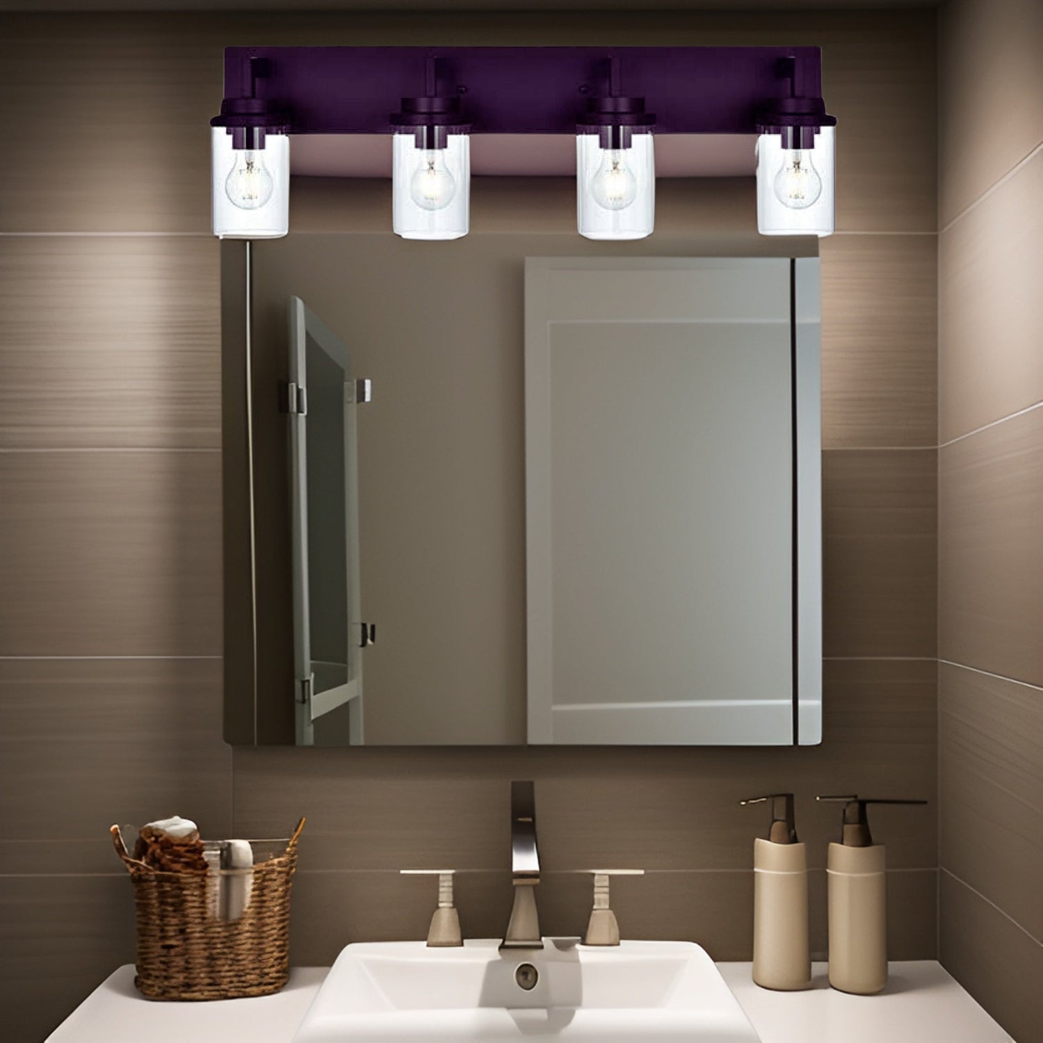 Modern Wall Bathroom Vanity Light Fixture 4 Light Oil Rubbed Bronze