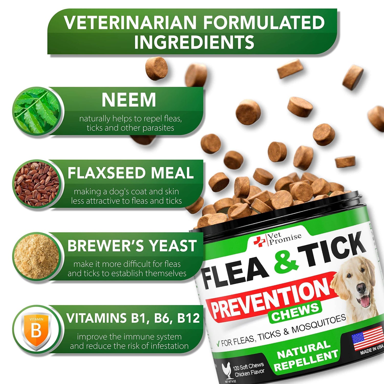 Flea and Tick Prevention for Dogs Chewables   All Natural Dog Flea &amp;