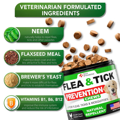 Flea and Tick Prevention for Dogs Chewables   All Natural Dog Flea &amp;