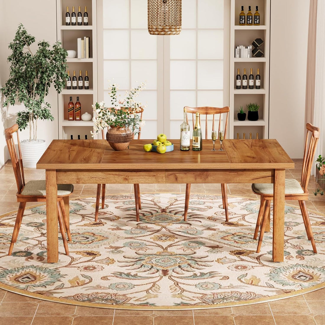 70.87&quot; Wood Dining Table for 6-8 People, Modern Large Rectangle