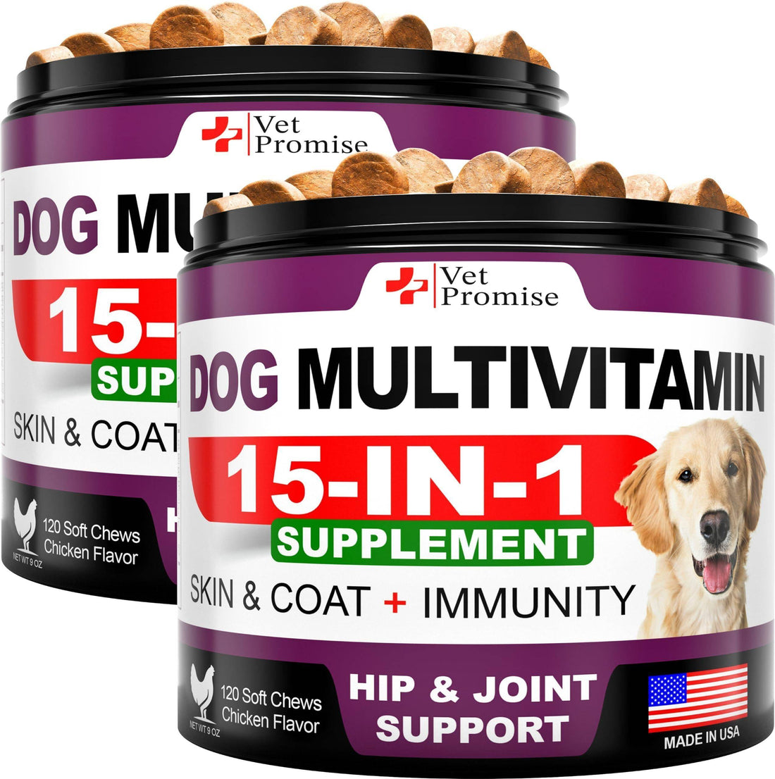 (2 Pack) Dog Multivitamin Chewable with Glucosamine Dog Vitamins and