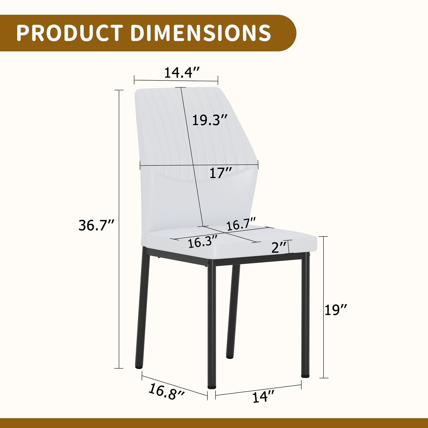 Luxury Simple Chair - Set of 4 White PU Material High Resilience