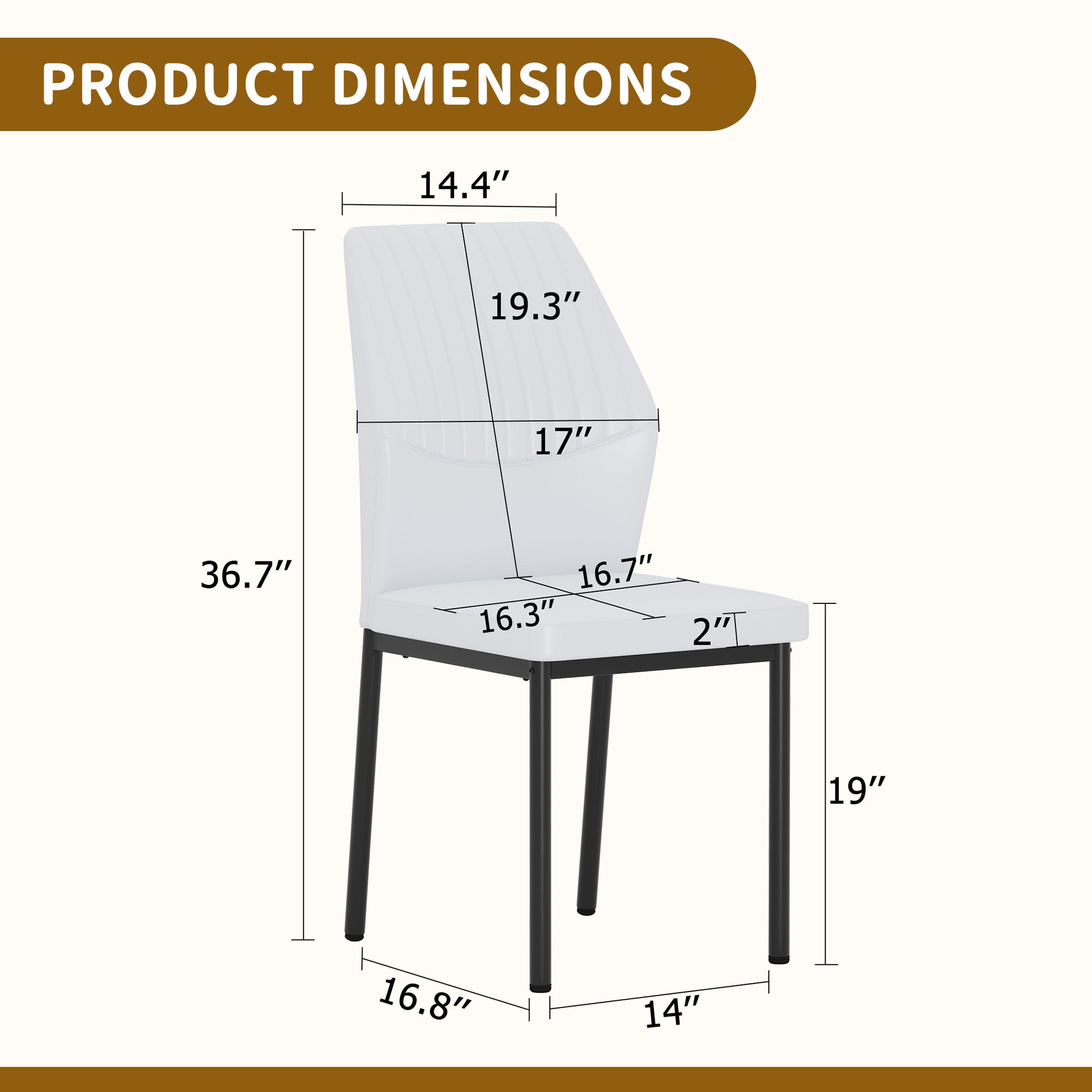 Luxury Simple Chair - Set of 4 White PU Material High Resilience
