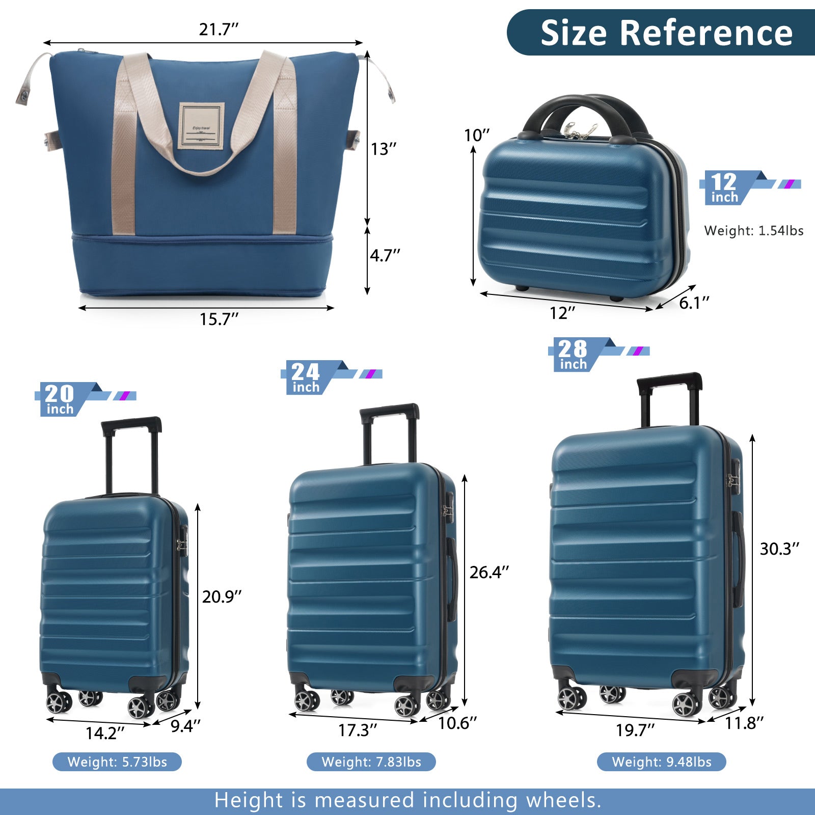 Hardshell ABS Luggage Set - Lightweight &amp; Durable Suitcases with Dual