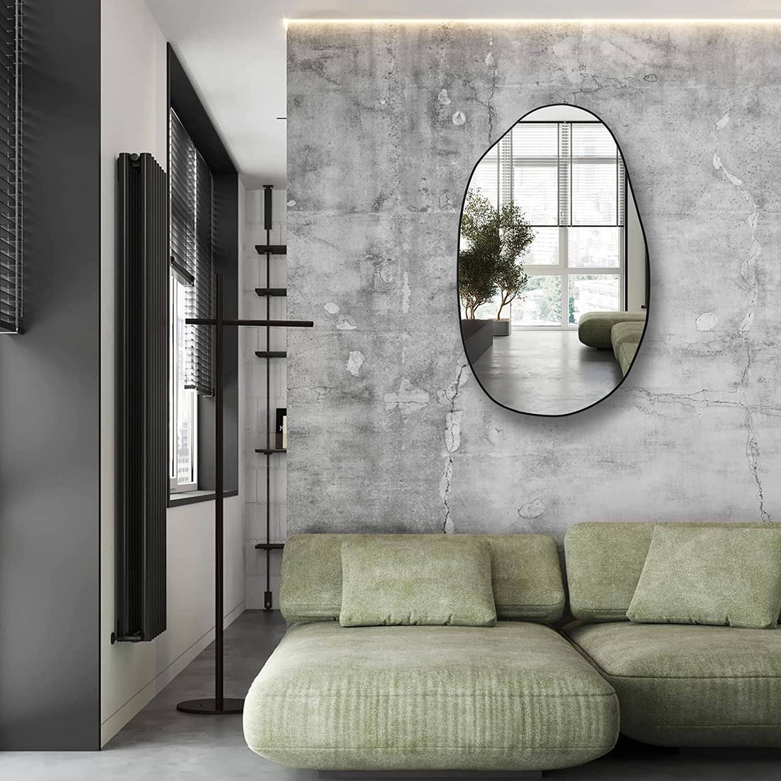 Large Irregular Asymmetrical Wall Mirror Black Bathroom Vanity