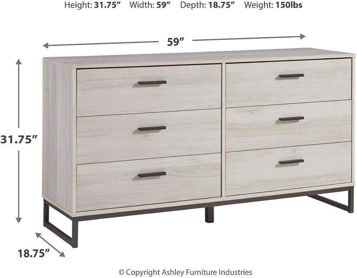 Socalle 6 Drawer 59&quot; Dresser, Beige