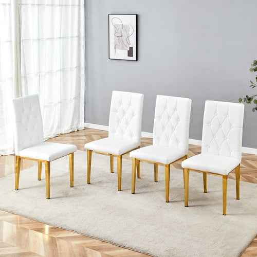 4 piece set of white dining chairs brings a touch of elegance and