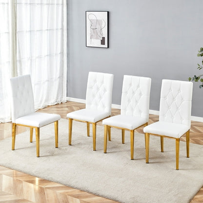 4 piece set of white dining chairs brings a touch of elegance and