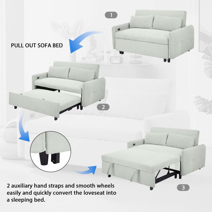 57.48" Pull-out Sofa Bed Convertible Couch 2 Seat Loveseat Sofa Modern